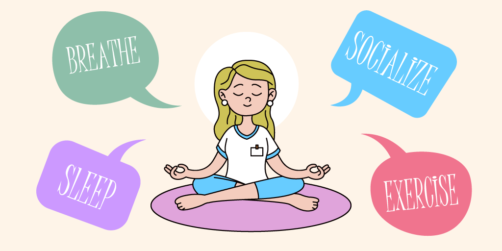 Illustration in which girl is relaxing