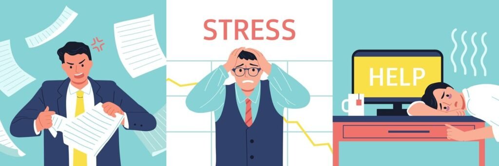 Illustration showing stress and seek help