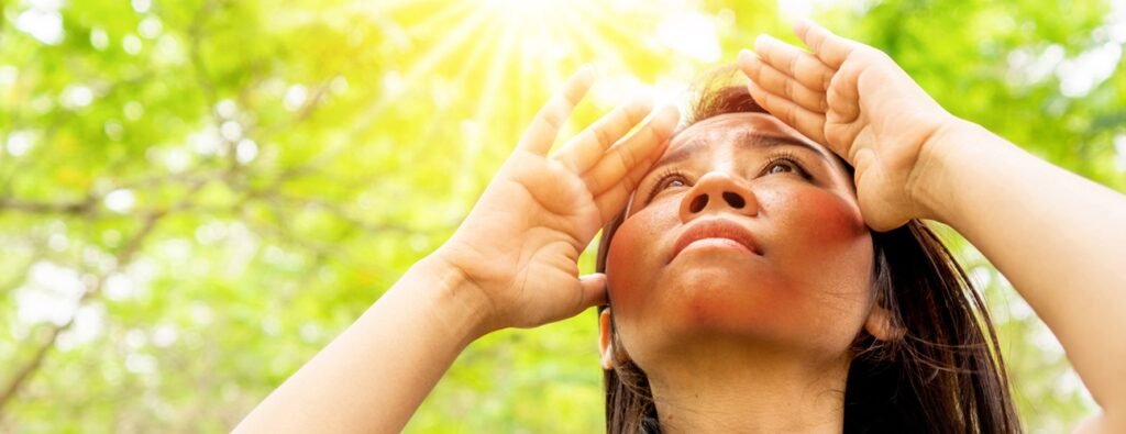 woman in exposure to ultraviolet radiation